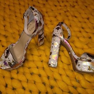 Pink Floral Platform Heels